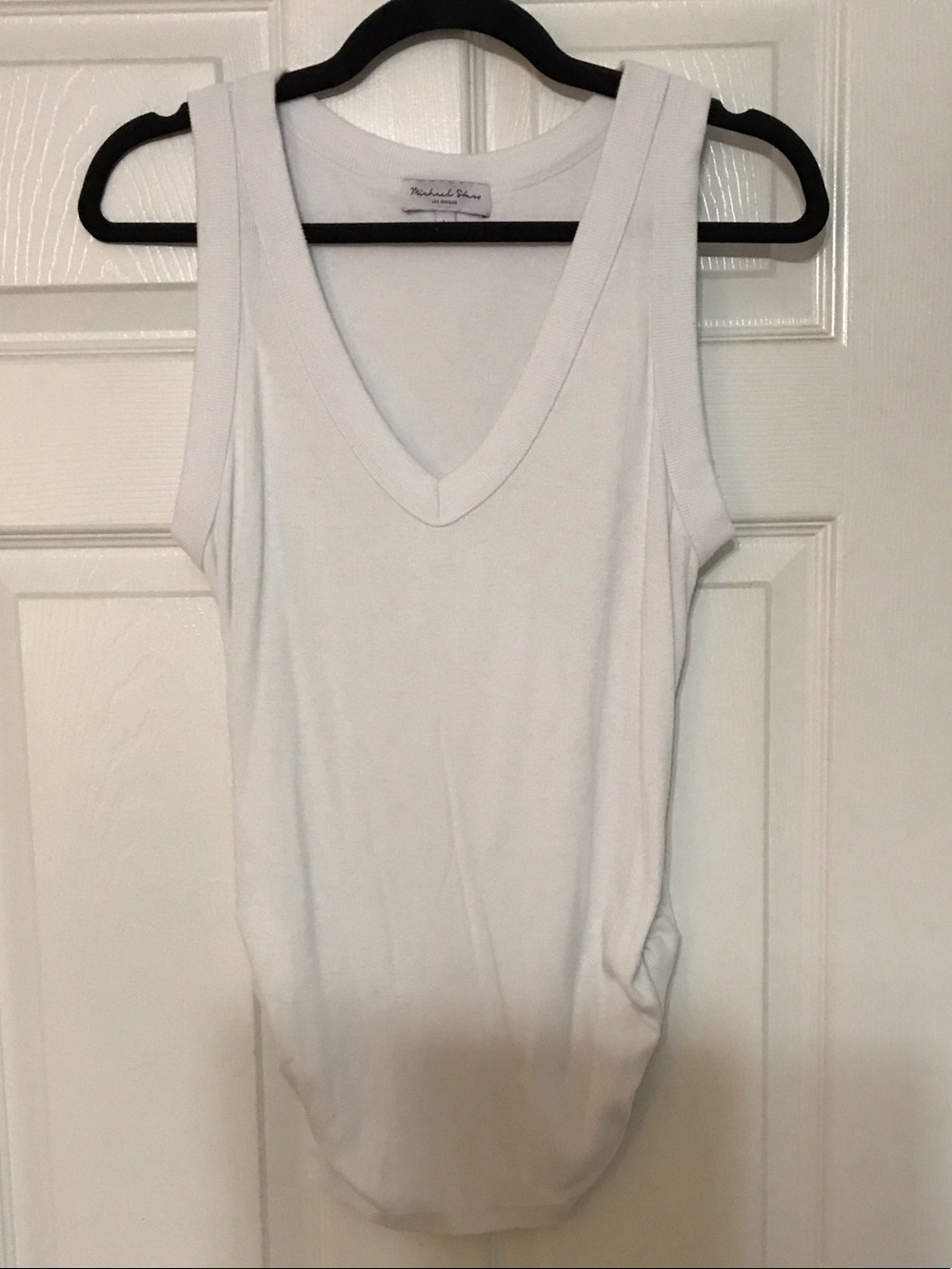 Michael Stars White V-Neck Sleeveless Bodysuit